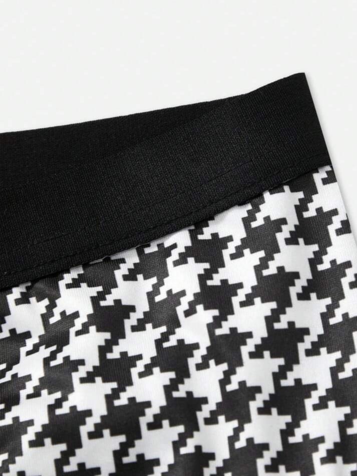 Men's Sexy Lingerie, Milk Silk Printed Houndstooth Patchwork Underwear